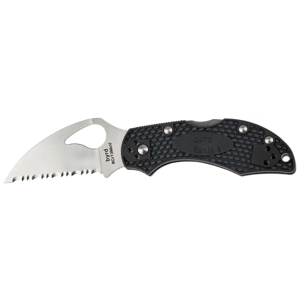 Ніж Spyderco Byrd Robin 2 Wharncliffe, серрейтор к:black - фото