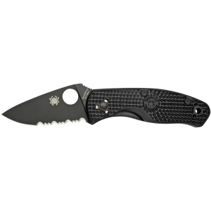 Ніж Spyderco Persistence Persistence Lightweight FRN Black Blade, напівсеррейтор к:black - фото