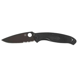 Ніж Spyderco Resilience Black Blade FRN, напівсеррейтор