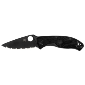 Ніж Spyderco Tenacious Black Blade FRN , серрейторний ніж - фото