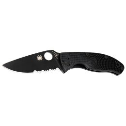 Ніж Spyderco Tenacious Black Blade FRN, напівсеррейтор