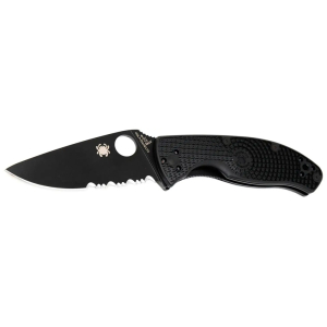 Ніж Spyderco Tenacious Black Blade FRN, напівсеррейтор - фото