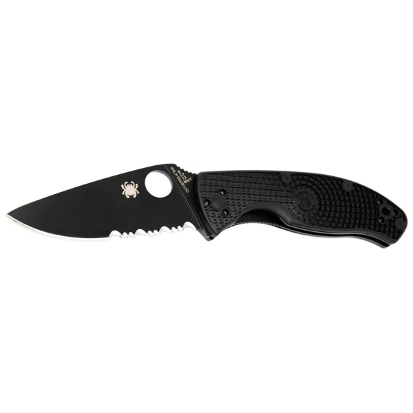 Ніж Spyderco Tenacious Black Blade FRN, напівсеррейтор - фото