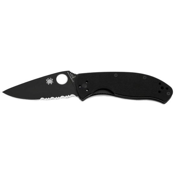 Ніж Spyderco Tenacious Black Blade, напівсеррейтор - фото